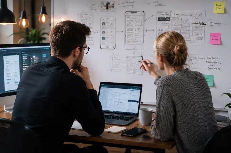 Team analysiert gemeinsam die Auswertung einer Website