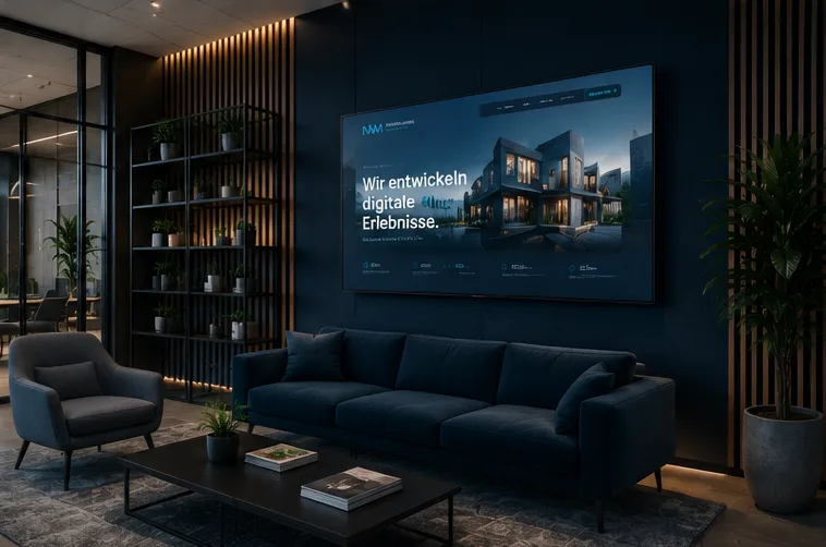 Moderne Bürolounge als Ort für Projektbesprechungen