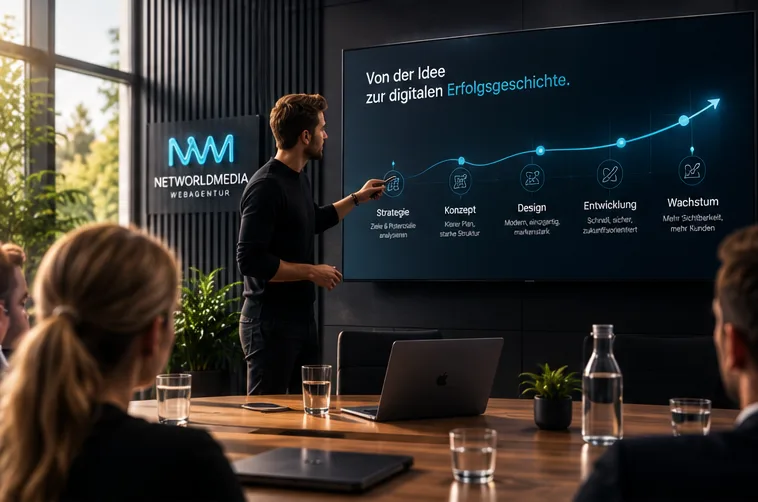 Präsentation eines Website-Konzepts in einer Projektbesprechung
