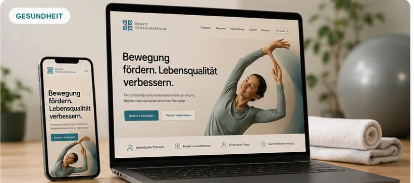 Website der Praxis Bewegungsraum auf mehreren Geräten