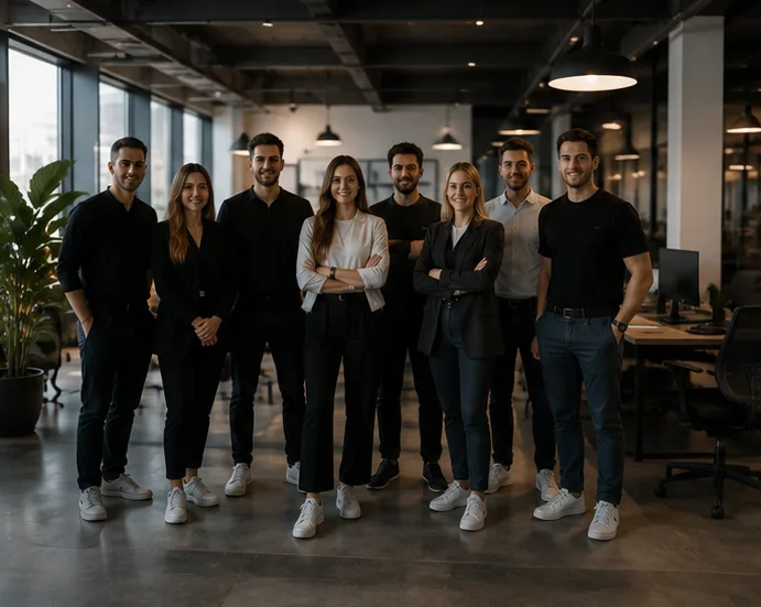 Das Team von NetWorldMedia im Büro in Ettringen