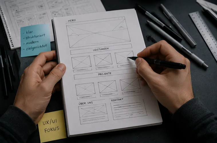 Handgezeichnete Wireframe-Skizzen